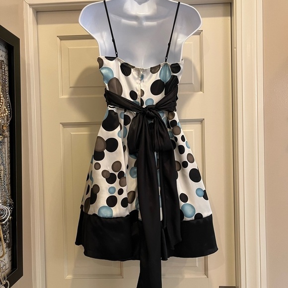 Like new black and teal polka dot short dress. Adorable!! - Picture 2 of 6